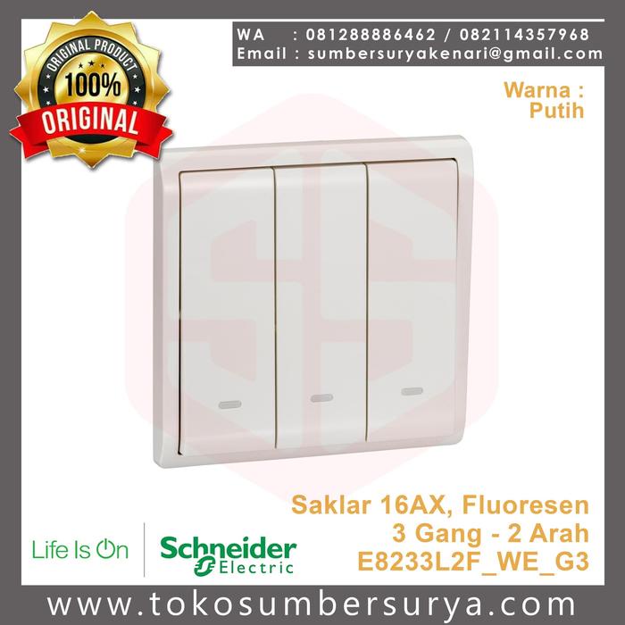 Terlaris Saklar 3 Gang / Triple / Tunggal Hotel Fluoresen Pieno Schneider