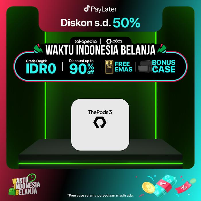 [FREE CASE] ThePods 3 TWS Bluetooth With Spatial Audio Wireless Charging Case by PodsIndonesia