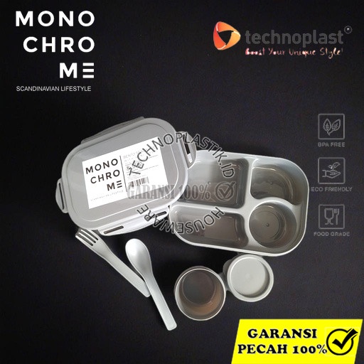 TECHNOPLAST Monochrome Bento Sealware / Kotak Bekal Dengan Wadah Sop Mini