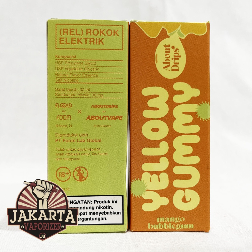 [SALT] YELLOW GUMMY MANGO BUBBLEGUM SALTNIC 30ML 30MG BY FOOM X ABOUT DRIPS