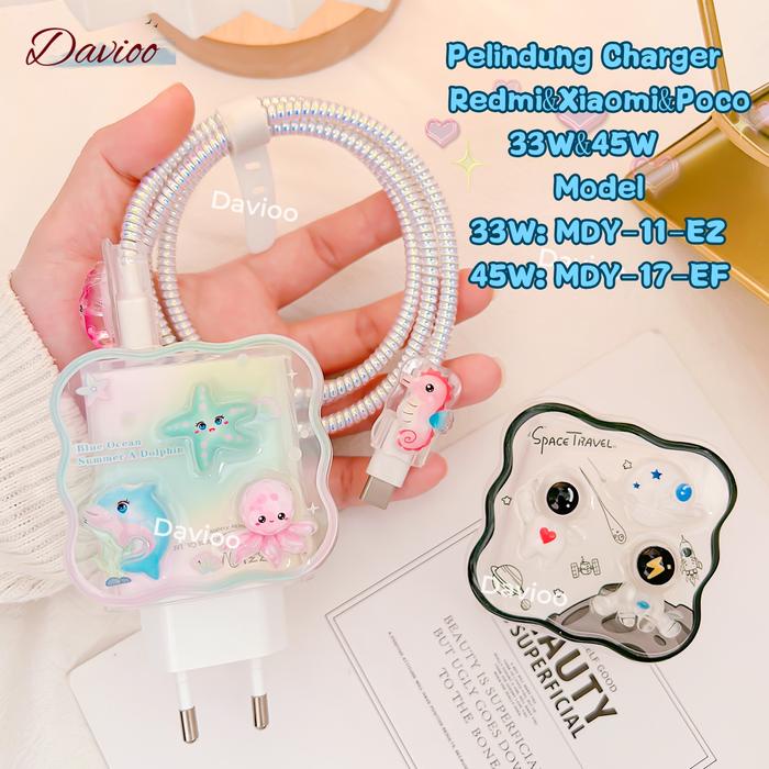 Pelindung Charger FOR REDMI/XIAOMI/POCO 33W&45W Motif Kristal Pelindung Kabel Charger Untuk Charger