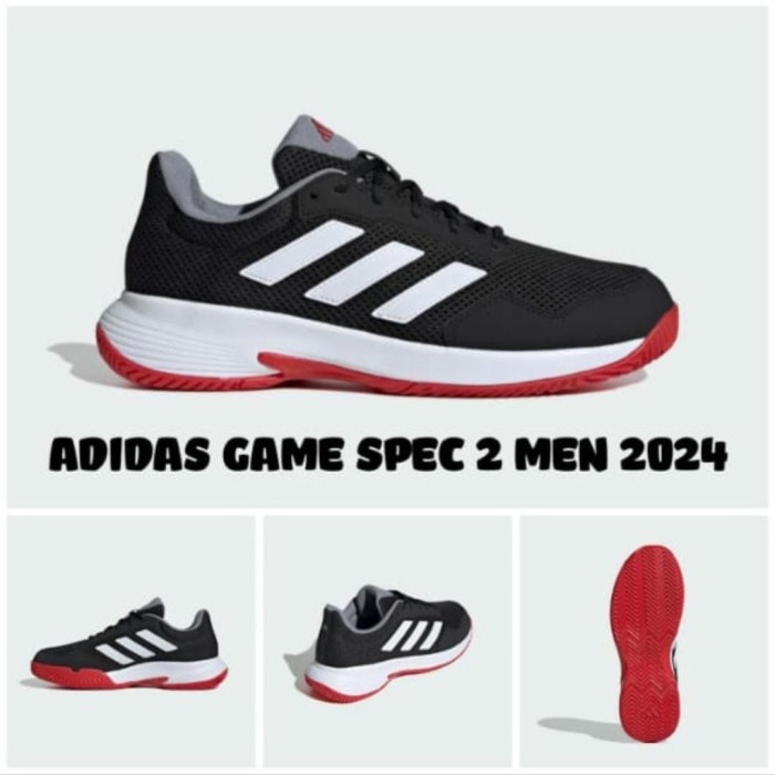 Diskon Adidas Tennis Shoe Game Spec 2024 Sepatu Tenis Black Red 100% Original