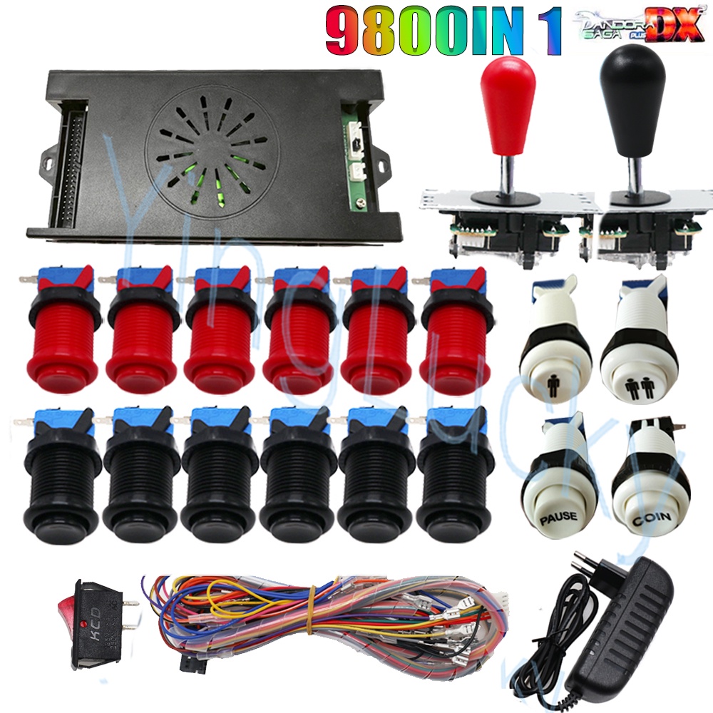 Game console kit Arcade Joystick DIY kit with pandora saga dx 9800 pcb board Arcade Button American 