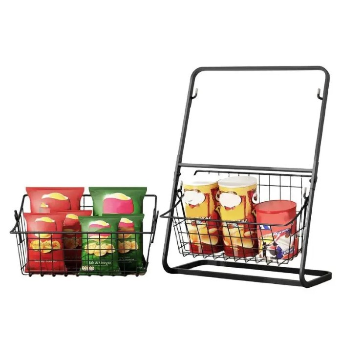 2 Tier Fruit Basket Metal Kitchen Countertop Organizer Baskets With