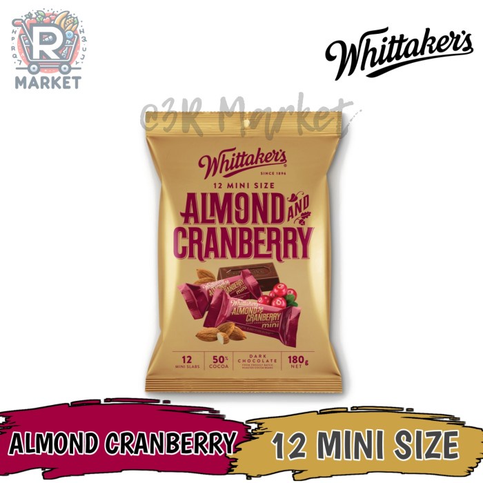 

Whittaker's Almond & Cranberry 12 Mini Size Chocolate Whitakers