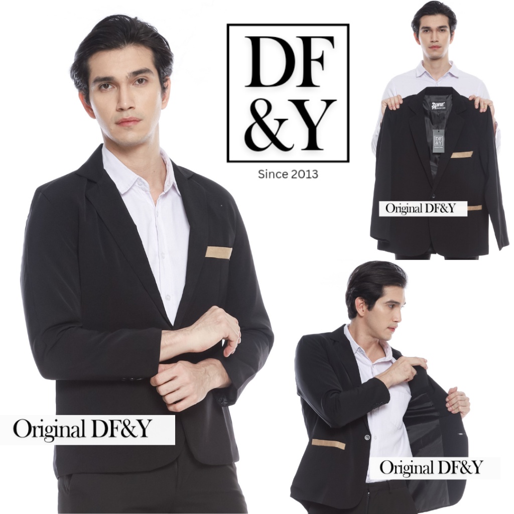 PRYZA Jas Blazer Pria Casual Hitam/Abu/Putih/Navy Polos Original DF&Y / Jas Blazer Kerja Kantor