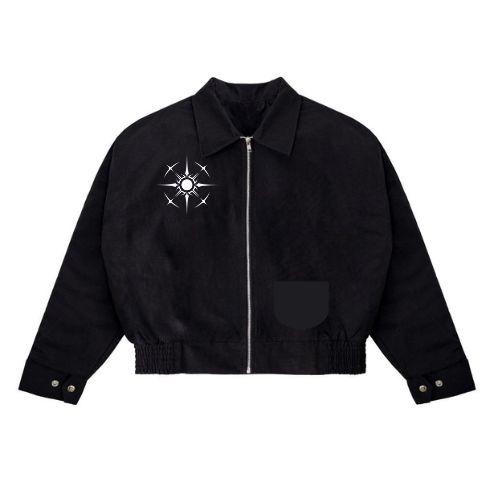 Work Jacket Crop Black Star - Jaket Pria Crop Kasual Unisex- Jaket Crop Pria Wanita Size M L XL XXL