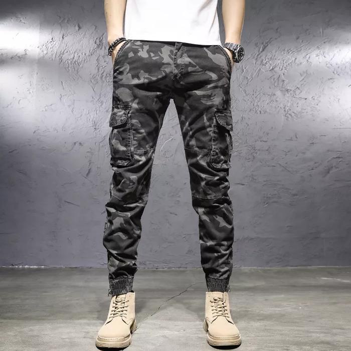 Lariss- Celana cowok jogger camo loreng cargo camouflage pria wanita outdoor