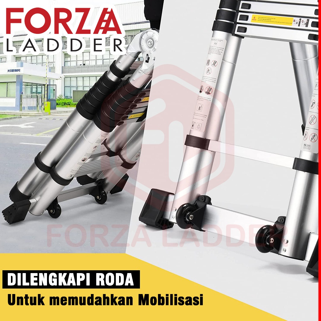AYOOOLLARIZSS Forza Tangga Lipat Teleskopik 10 Meter Forza 5+5= 10 M Tangga Teleskopik Tangga