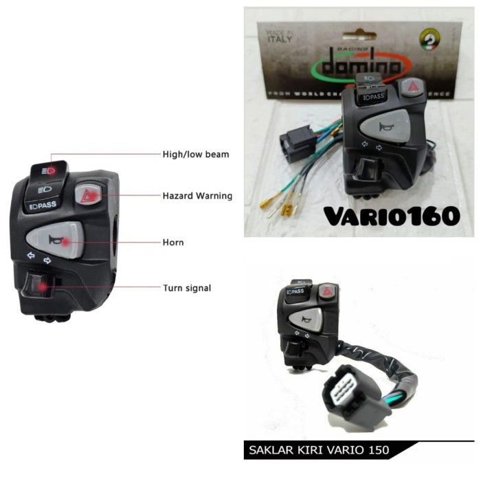 Saklar kiri plus hazard domino honda vario 125/150 2018-2021 vario 160