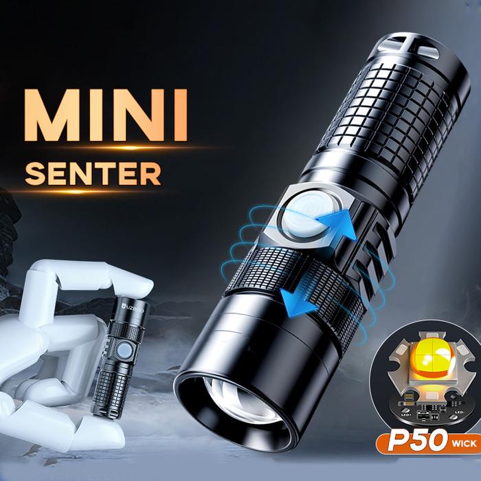 Serasiinspace Senter Super Mini Terang,Senter Led Lampu Zoom Super Terang,Senter Tahan Air Jarak