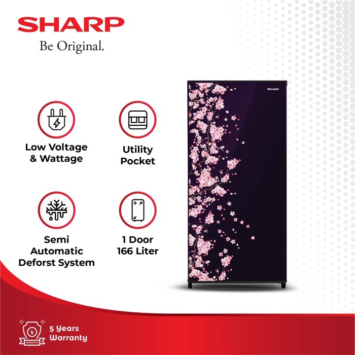 Sharp Kulkas 1 Pintu 157 Liter SJ-N182D-VB / SJN 182 DVB / SJN182 Kirei III Sakura Series