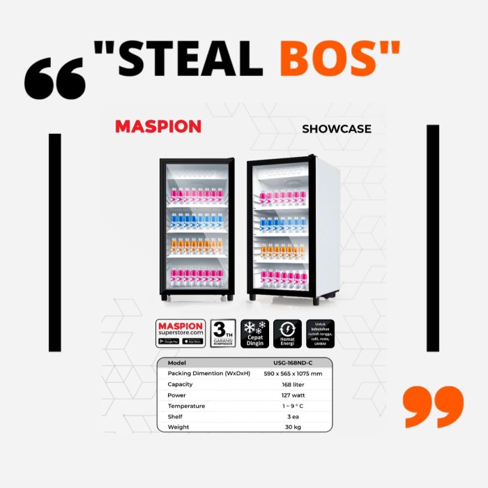 MASPION showcase USG 168 liter SHOWCASE maspion USG 168 liter