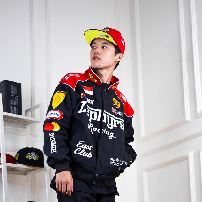 Jaket Varsity Nascar Black ZEPHYRS -AmanahJaminan