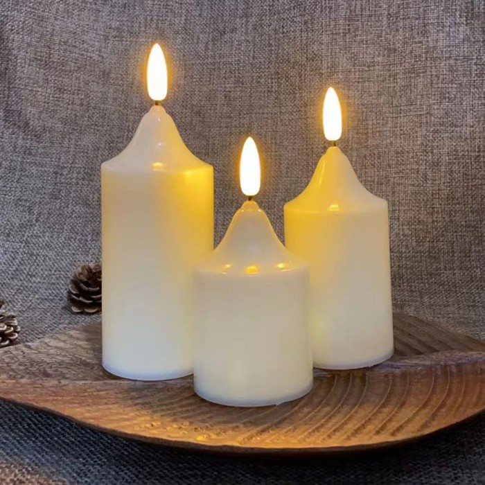 ROYzC- Lilin Lampu LED Smokeless Warm White Besar Led Elektrik Dekorasi Pesta