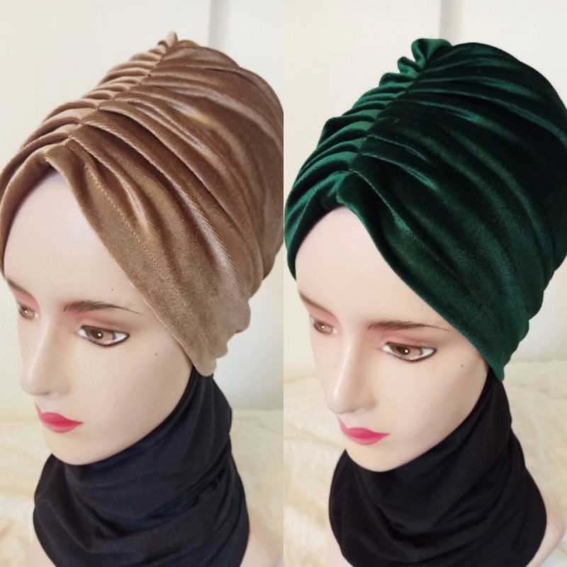 Turban instan beludru s Turban dewasa turban pesta