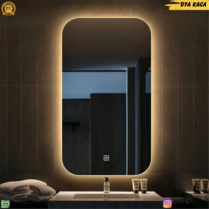 New Cermin Dinding / Cermin Wastafel / Cermin Kamar Mandi Kotak Led Touch Original
