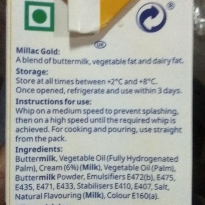 

Milac Gold Whipping Cream 1 Lt New