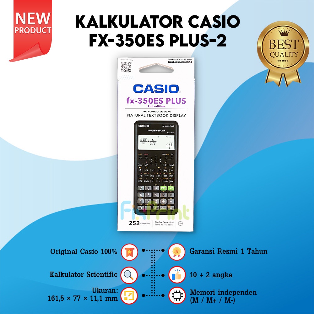 

Kalkulator Casio FX-350ES PLUS-2 Scientific Calculator Ilmiah Standar Fx 350ES PLUS 2 Original Dw05