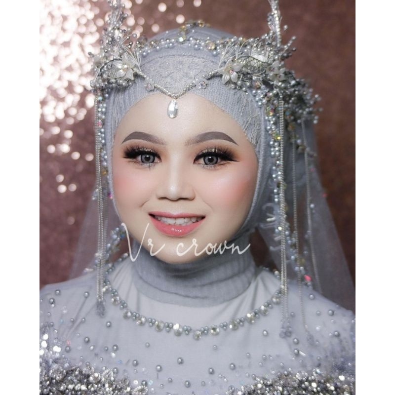 headpiace mahkota pengantin wanita hijab/non hijab simple mewah Dw05