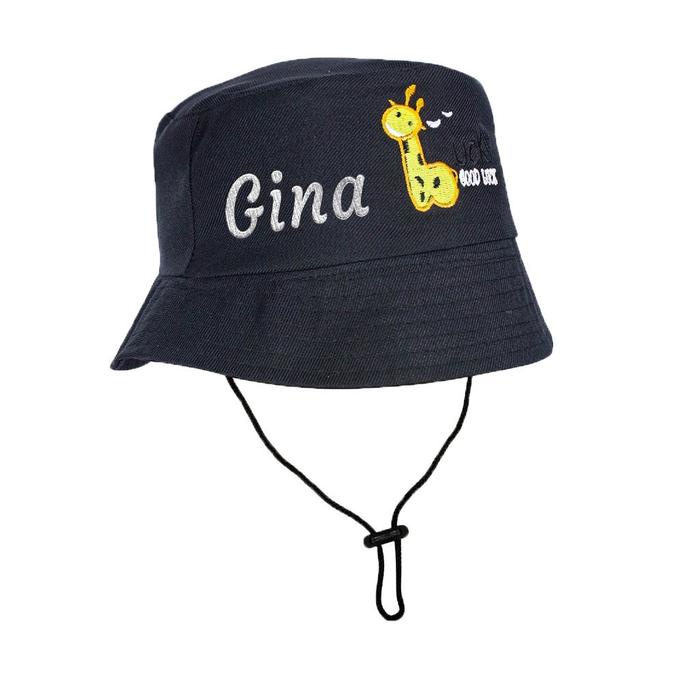 Kidelle- TOPI BUCKET NAMA ANAK JERAPAH TOPI BUCKET GOOD LUCKY TALI BUCKET BORDIR NAMA CUSTOM hat