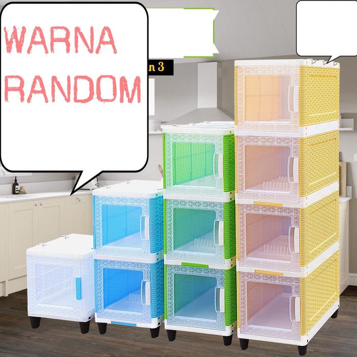 Rak piring Plastik Akako Susun Pintu Swing Penyimpanan