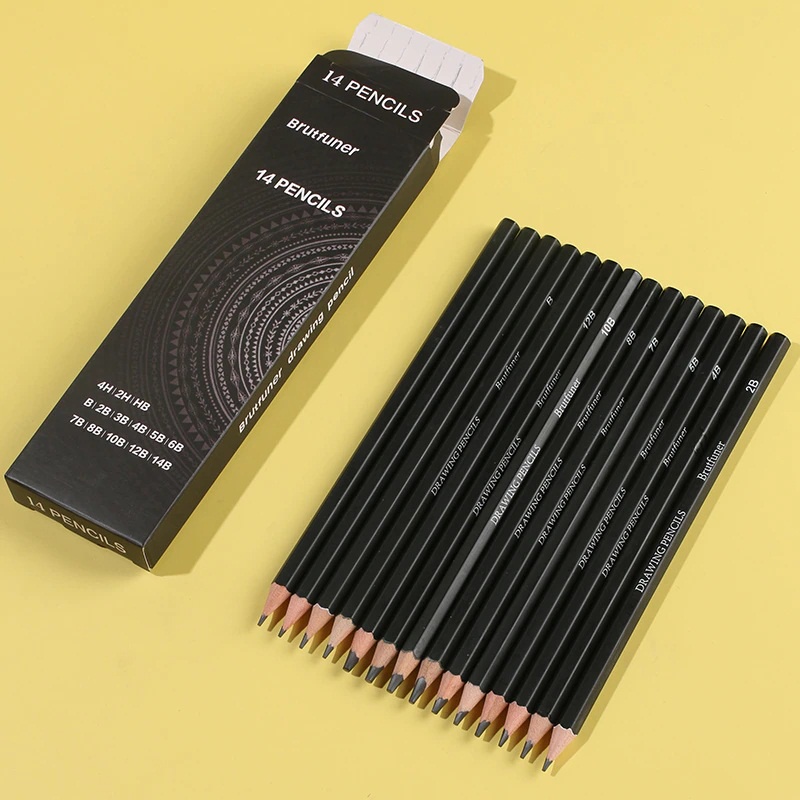 

Brutfuner 14pcs Art Drawing Graphite Pencils/pensil gambar 14B-4H Dw05