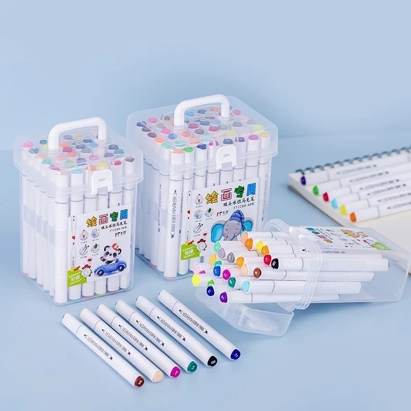 

Sketsa Penanda Universal/Set Penanda Universal Berkepala Dua/Penanda Animasi Kuas Seni/12/24/36