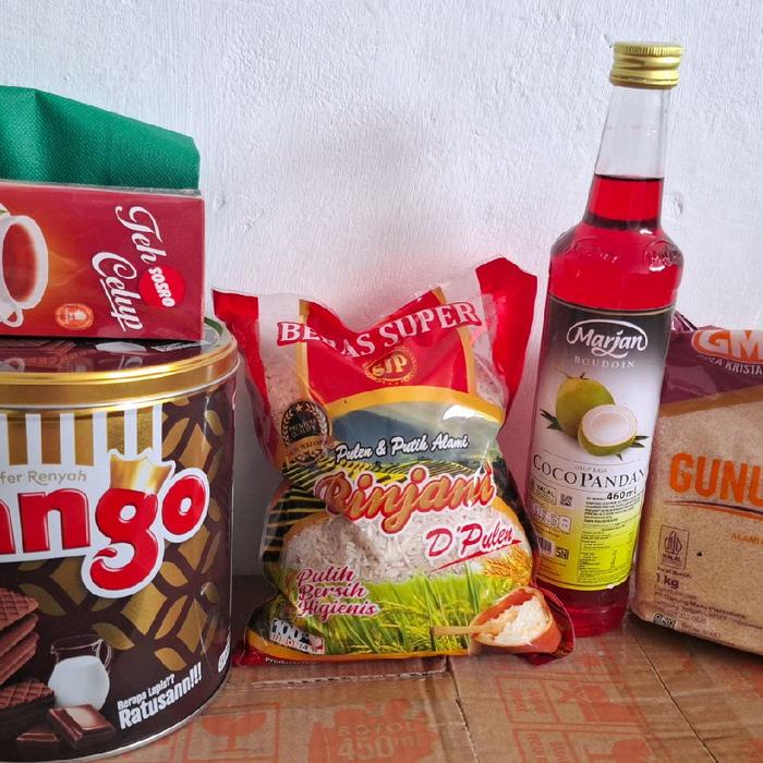 

Kuliner.Kita Paket Tango Kaleng Sirup Marjan Beras 1Kg Gula 1Kg Teh Celup Free Goodiebag