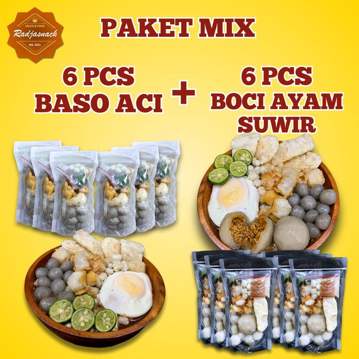 

Kuliner.Kita Paket Mix 6 Pcs Baso Aci + 6 Pcs Boci Ayam Suwir Super Lezat