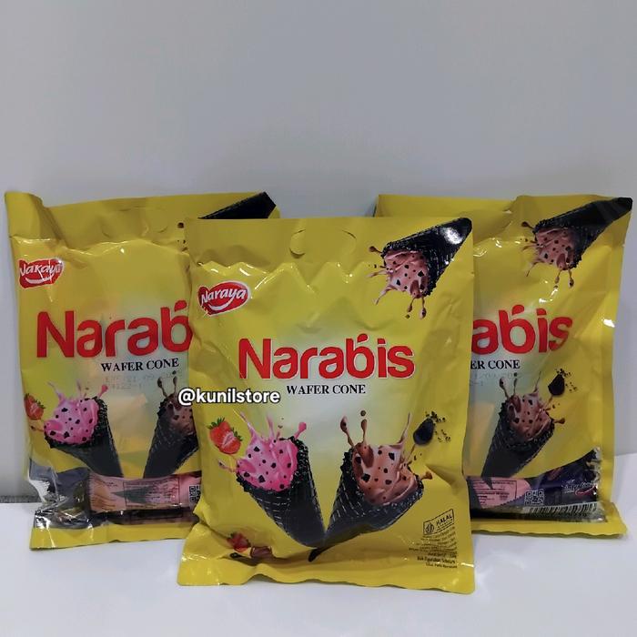 

Kuliner.Kita [Paket Hemat 3 Pcs] Narabis Wafer Cone Assorted Mix Strawberry Chocolate 220Gr Coklat
