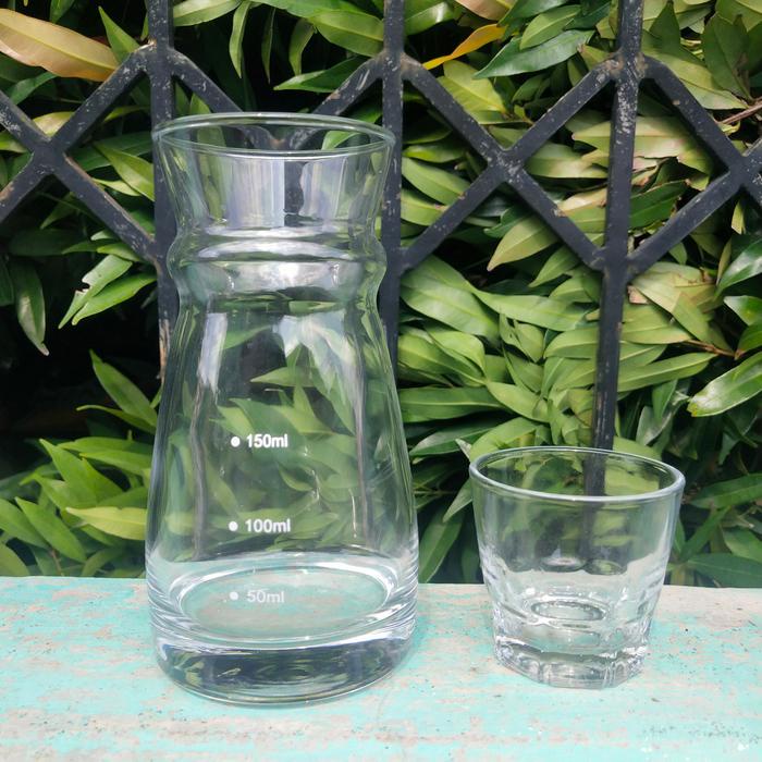 Server V60 150 ml dan Gelas Sloki 50 ml Paket Gelas Server Kopi