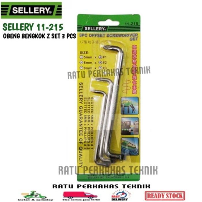 OBENG Z OFFSET 3 PCS PLUS MIN + - SELLERY 11-215 UNIK OBENG L KEMBANG