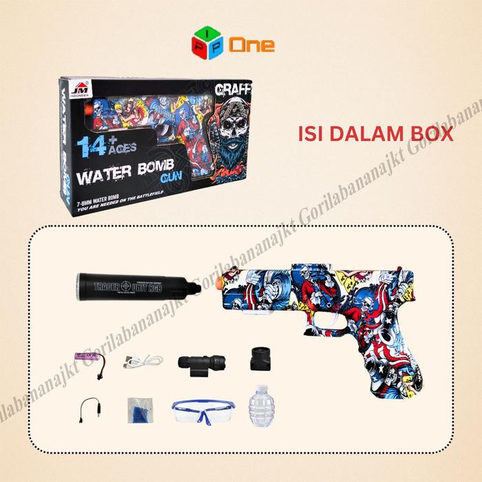Promo Terbatas Mainan Watergel Handgun Electric Glow In The DarkWithLaser