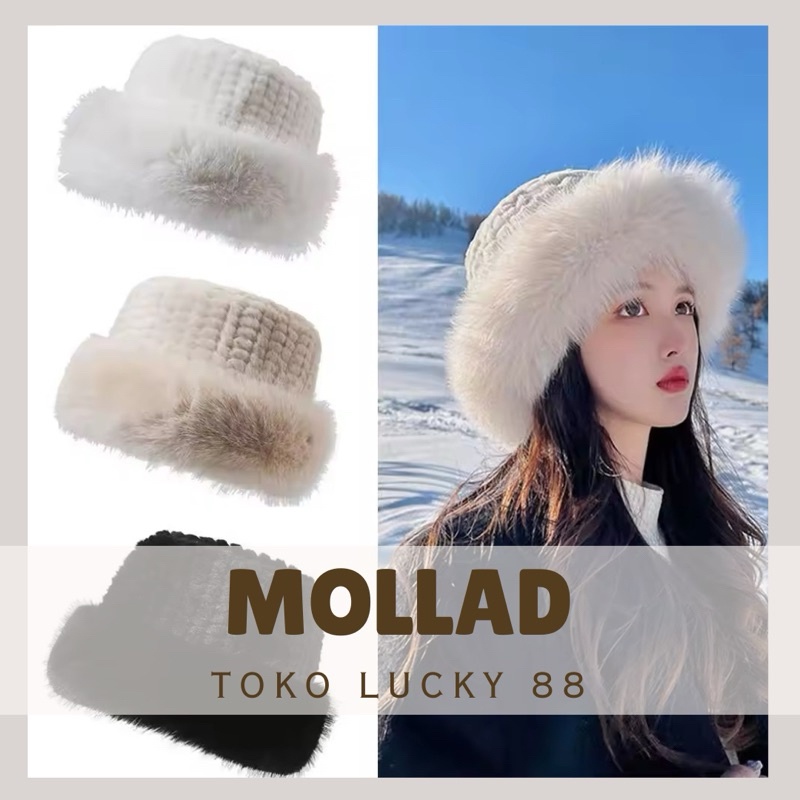 TL0169 MOLLAD Hat Mongolia Fur Faux Topi bulu winter musim dingin