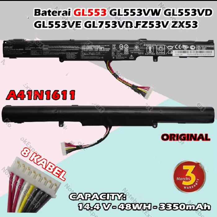 BATERAI BATTERY ASUS ROG GL553 GL553VD GL553VE GL553VW A41N1611 TERLARIS