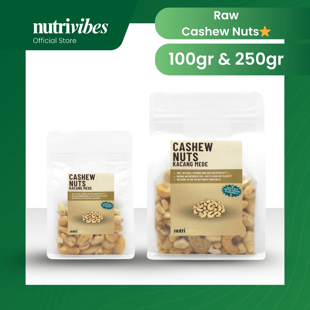 

Kacang Mede Mentah / Raw Cashew Nut (Snack Pack 100gr & 250gr) - Nutrivibes