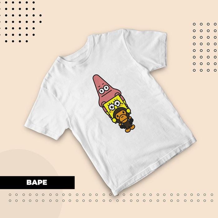 Boybi- Baju Kaos Anaka Spongebob BAPE Usia 1 2 3 4 5 6 7 8 10 Tahun Irox Kids