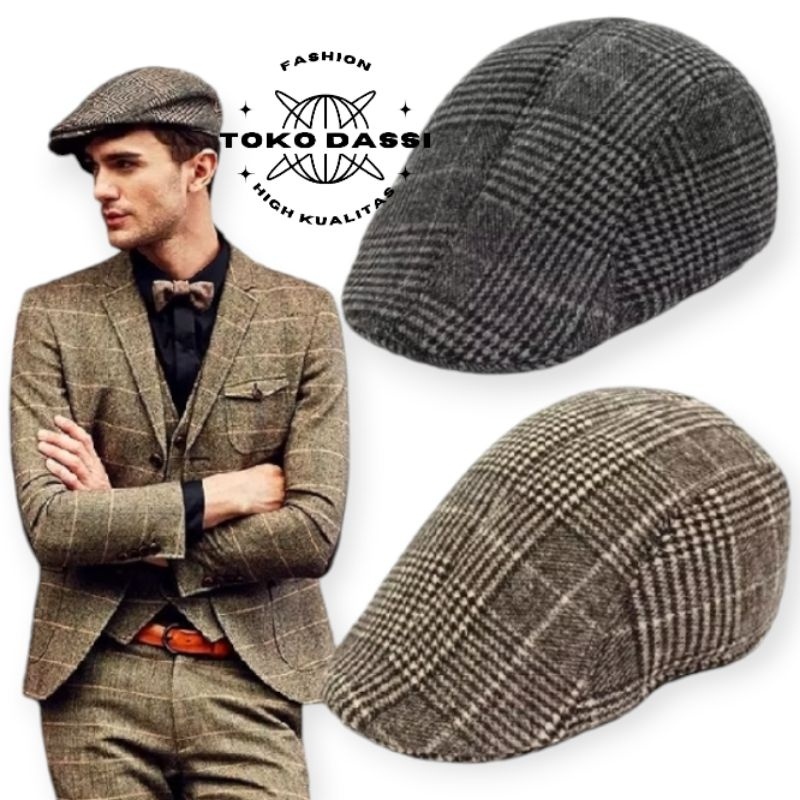 topi baret topi pria dewasa hitam pum banyak varian motif