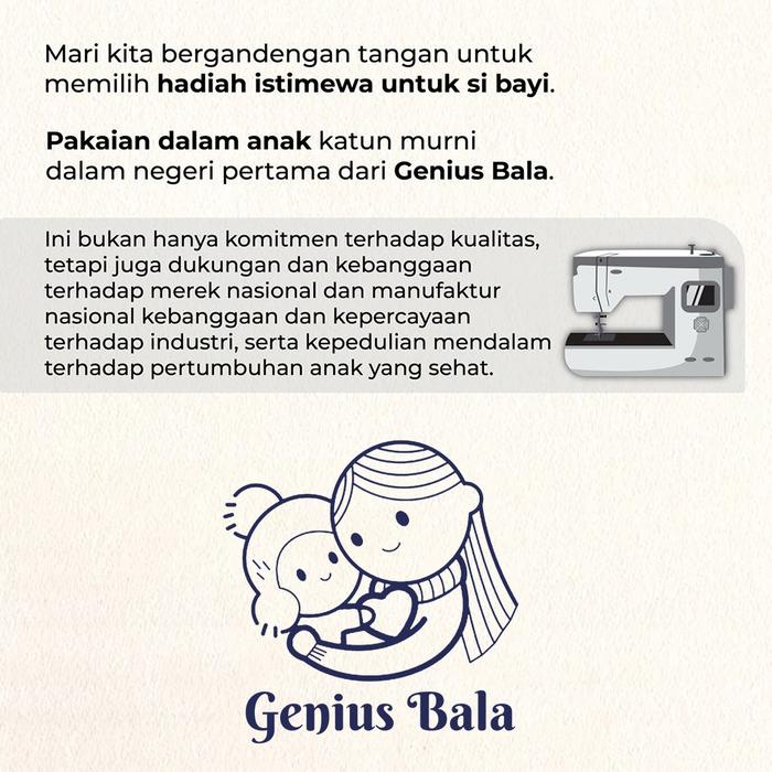 Genius Bala (2-12 Tahun)Katun Murni Celana Dalam Polos Anak Laki Laki Boxer Cd Anak Perempuan Celana