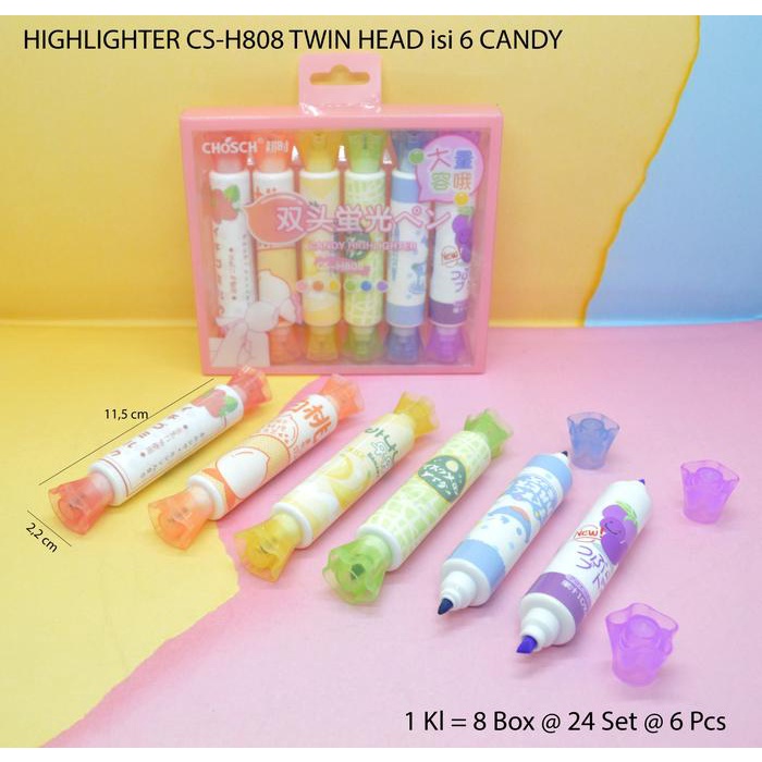 

((((()paling dicari] highlighter twin candy besar kode 808 / kecil733 isi 6 dual tip pastel
