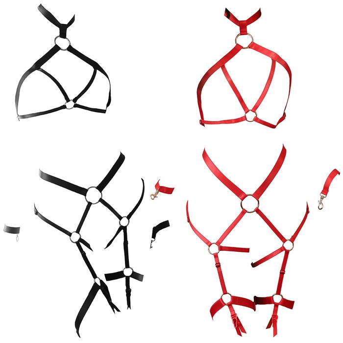 B343 Bikini Bra Set Bralette Halter Open Cup Crotchless Latex Bondage Harga Promo