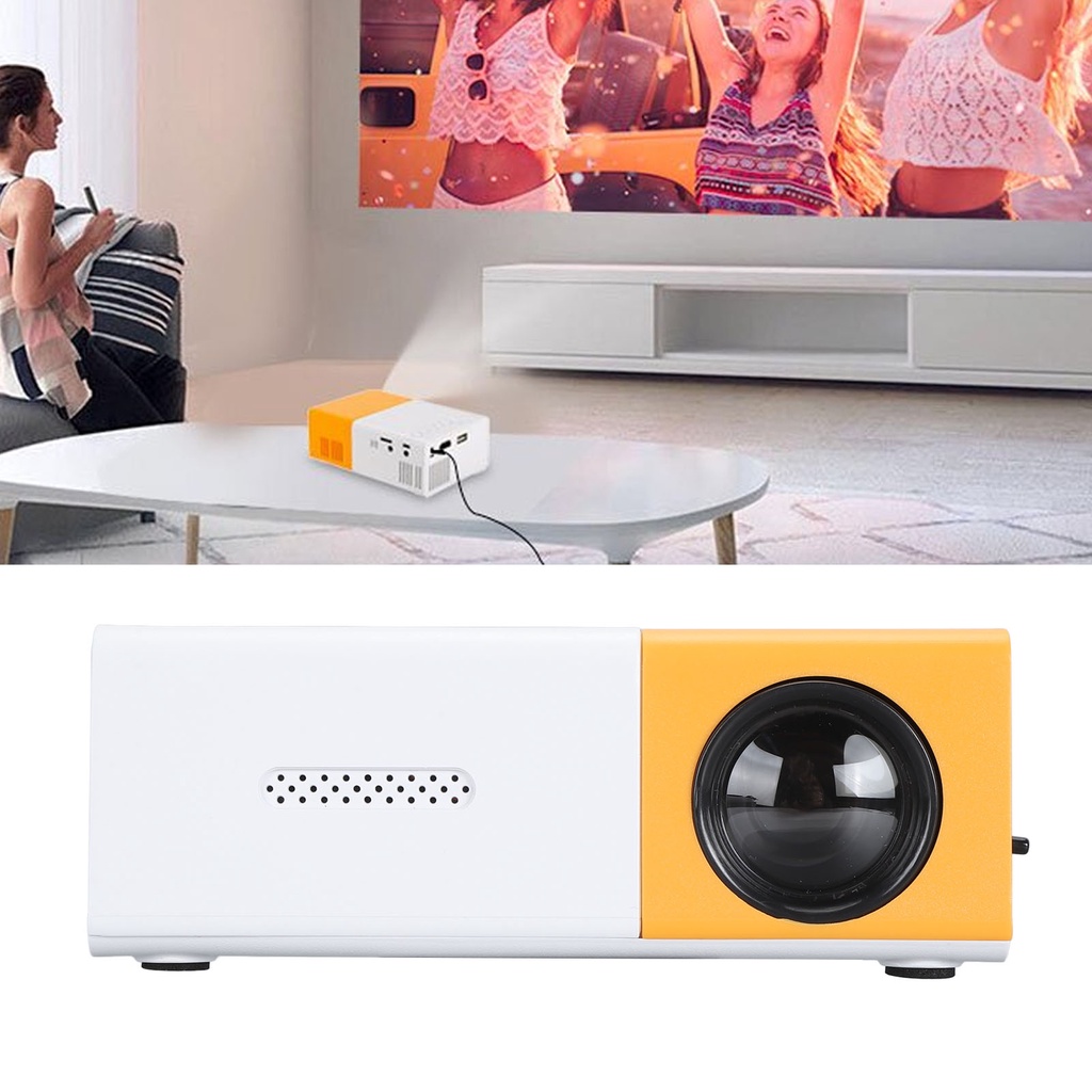 Projector 1080P Full HD Portable LED Projector Home Theater Movie Projector for Kids Yellow White Po