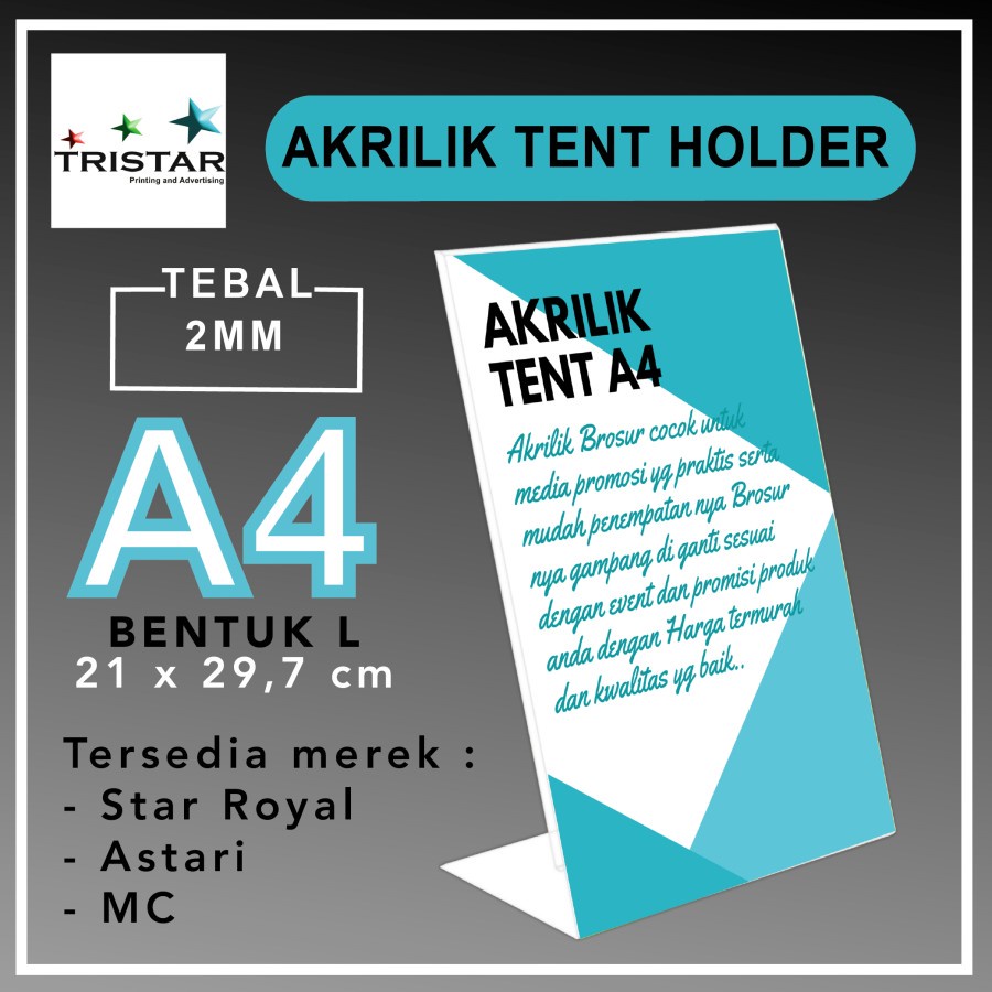 

AKRILIK TENT HOLDER A4 L/ TEMPAT BROSUR
