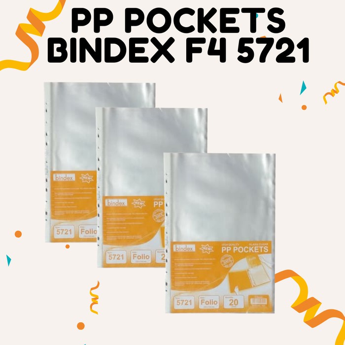 

PP Pocket / Plastik Pocket / Sheet Protector Uk Folio ( F4 ) Merk Bindex 5721 ( Isi 20 lembar )