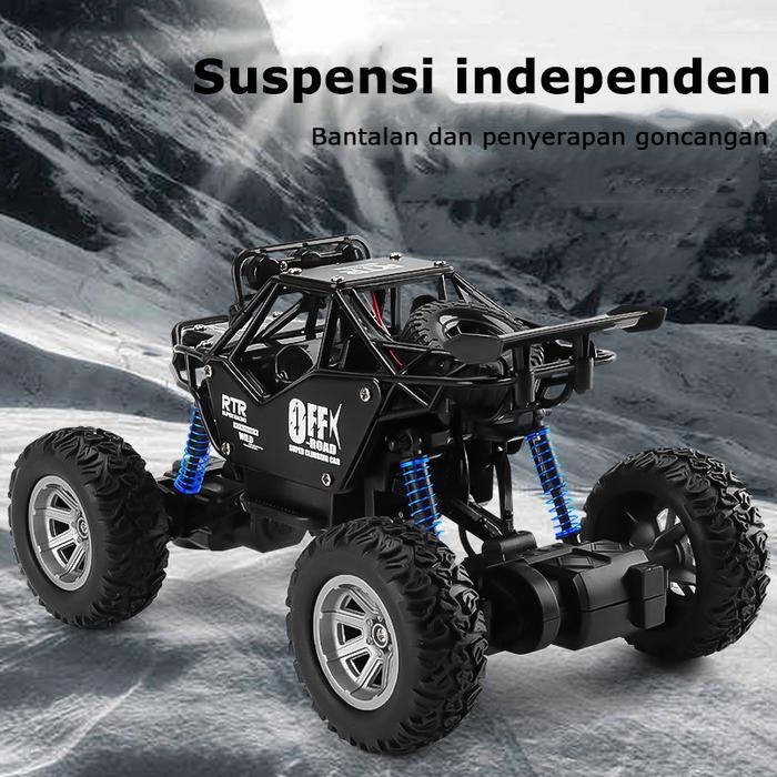terbaru  mobil remote control mobil mainan off road truk logam dual motor + lampu led rock