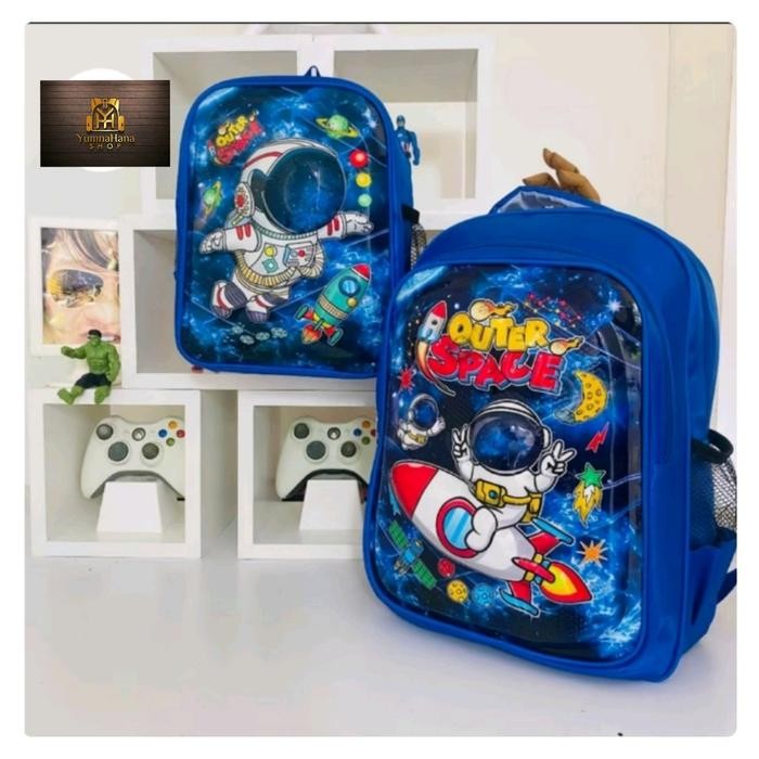Cilgirl- [YumnaHanaBags] Tas Ransel lampu LED 3D timbul Karakter ASTRONOT anak sekolah laki laki