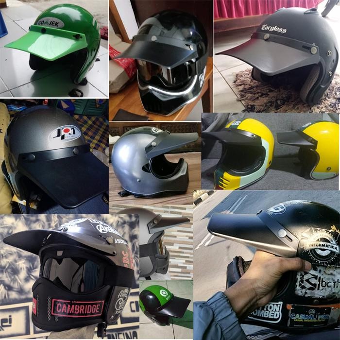 PET PED TOPI FINO HELM CROSS RETRO CLASSIC KULIT BEBEK TRAIL PANJANG