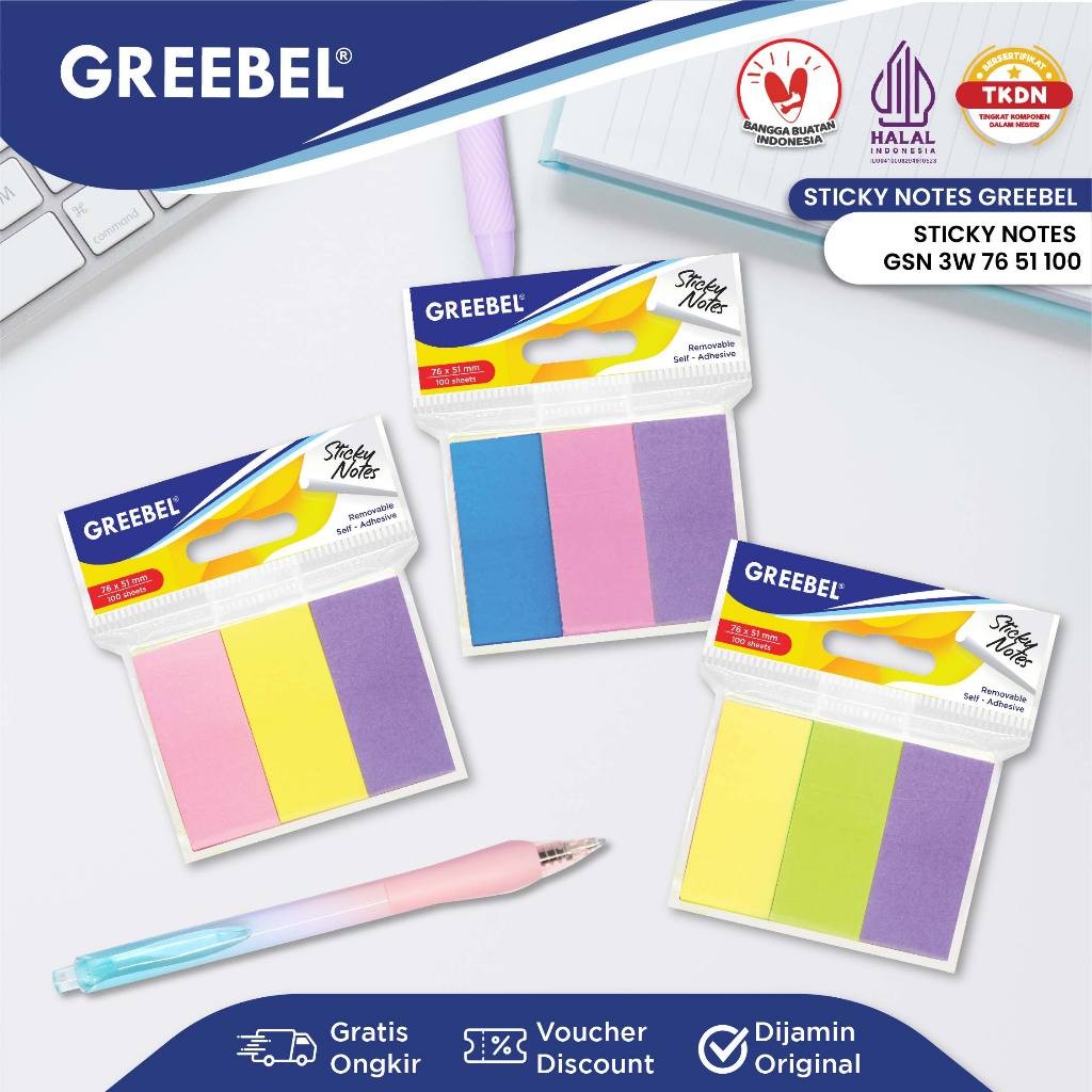 

GREEBEL STICKY NOTE 1W1M.76.51.100 (24PCS/PAK) / STATIONERY CASTLE