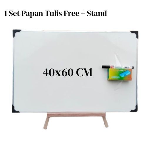 

Set Papan Tulis 40x60cm + Stand Kecil / Penyangga Free Spidol Penghapus / Stand 50 cm